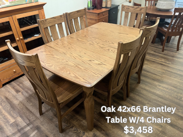 42x66 Oak Brantley Table & 6 Chairs