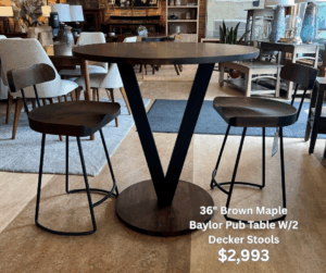 36" Baylor Counter Ht Table W/2 Decker Bar Chairs $2,993