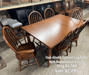 42x66 Turned Leg Table W/6 Paddleback Chairs $2,295