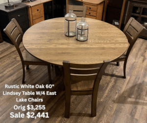 60" Round Lindsey Table W/4 East Lake Chairs $2,441