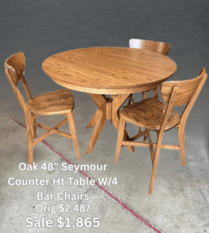 48" Seymour Counter Ht Table W/4 Bar Chairs $1,865