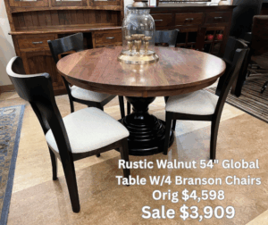 54" Global Table W/4 Branson Chairs $3,909