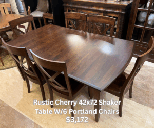 42x72 Shaker Leg Table W/6 Portland Chairs $3,172