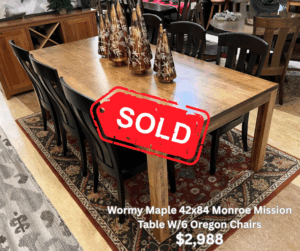 42×84 Monroe Mission Table W/6 Oregon Chairs $2,988