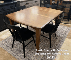 42×54 Shaker Leg Table W/4 Ashford Chairs $2,195