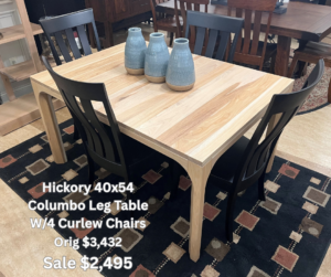 40x54 Columbo Leg Table W/4 Curlew Chairs $2,495
