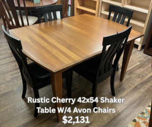42x54 Shaker Table W/4 Avon Chairs $2,131