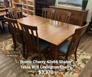 42x66 Shaker Table W/6 Lexington Chairs $3,370