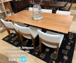 40×78 Jefferson Table w/6 Chairs $5,975