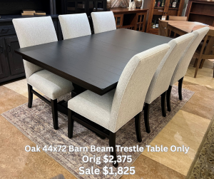 44×72 Barn Beam Trestle Table Only $1,825