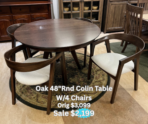 48" Round Colin Table w/4 Chairs $2,199