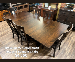 48x72 Falcon Table W/6 Belmont Chairs $4,560